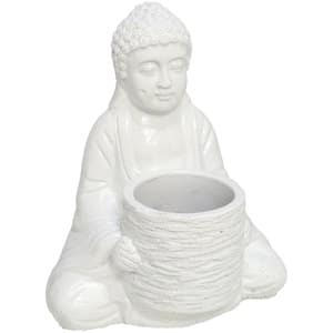 Ghiveci flori DECOR Buddha, compozit, 20 x 24 x 29 cm, alb