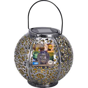 Decoratiune gradina Ball, incarcare solara, 18 x 18 x 17 cm, gri
