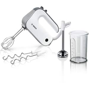 Mixer de mana BOSCH MFQ49700, 0.6l, 850W, 5 trepte viteza, alb-gri
