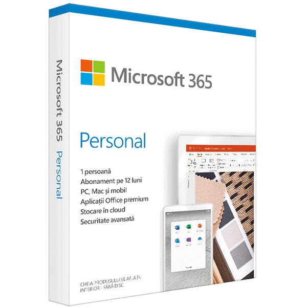 Microsoft 365 Personal, Engleza, Subscriptie 1 an, 1 PC/Mac, 1 Tableta, 1 Telefon, Windows, MacOS, iOS, Android