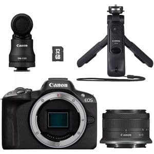 Aparat foto Mirrorless CANON EOS R50 Creator , 24.2MP, 4K, Wi-Fi, negru, Obiectiv RF-S 18-45mm F4.5-6.3 IS STM