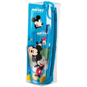Set voiaj MR.WHITE Mickey Mouse MM0385: Periuta de dinti+ Pahar apa + Pasta de dinti aroma de menta, 75ml
