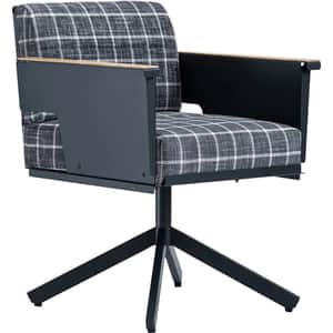 Fotoliu Troy Mini, metal-textil, gri inchis-negru