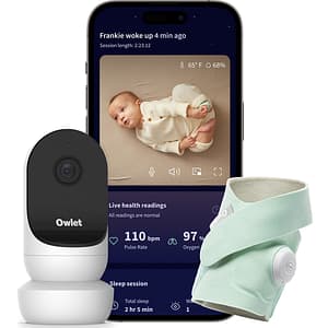 Set OWLET monitor video+ soseta inteligenta Dream Sock PSRHNNMIM, verde deschis-alb