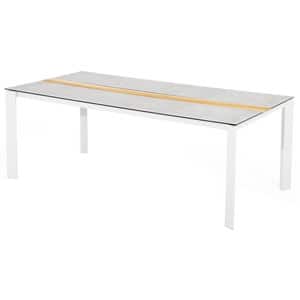 Masa terasa MYRIA Aimar, aluminiu, 200 x 100 x 74.5 cm, alb-gri deschis