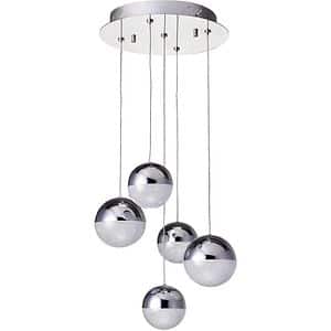 Lustra suspendata MYRIA Atomo, LED, 24W, 33x33x150 cm, crom