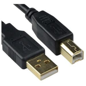 Cablu USB A - USB B MYRIA MY8738, 1.8m, placat cu aur, negru
