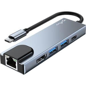 Hub USB Type-C MYRIA MY8756, USB 3.0, HDMI, Ethernet, Space Grey