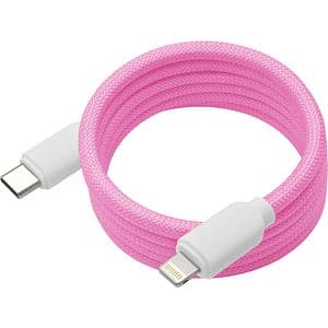 Cablu date MYRIA MY9108PK, USB-C - Lightning, 1m, roz