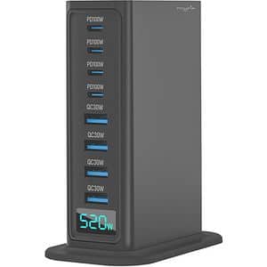 Statie de incarcare multiport MYRIA MY9113GY, 4x USB-C, 4x USB-A, Power Delivery 520W, gri