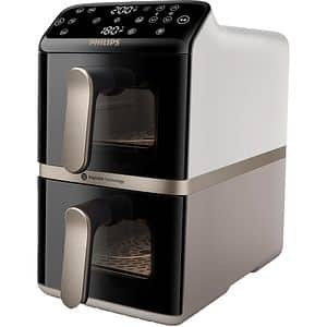 Friteuza cu aer cald dubla PHILIPS Seria 4000 NA462/80, 10l, 2750W, alb-bej