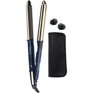 Placa de indreptat parul BABYLISS 2in1 Straight&Curl ST483ROE empowered by Stefania, 235 grade, invelis ceramic, albastru