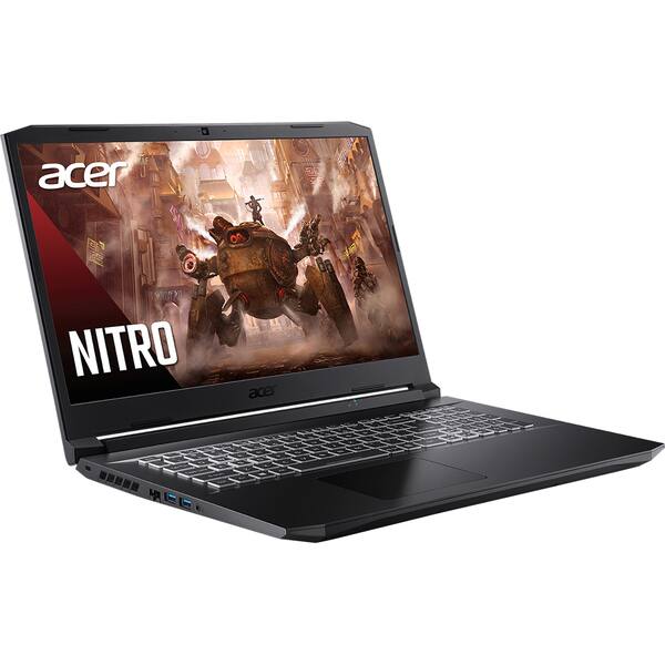 Laptop ACER Nitro 5 AN517-41-R3LH, AMD Ryzen 5 5600H pana la 4.2GHz, 17.3" Full HD, 16GB, SSD 512GB, NVIDIA GeForce RTX 3070 8GB, Free DOS, negru