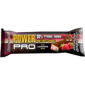 Baton energizant Power Pro cu capsuni si ciocolata, 30% proteina, 12 buc x 80 g, NATURE TECH