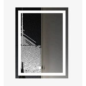 Oglinda baie WoodArt, dreptunghiulara, 40 x 60 cm, iluminare LED