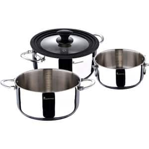 Set vase MASTERPRO Foodies Collection, 4 piese, 16-24cm, inox, argintiu