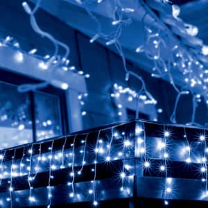 Perdea de lumini LED HOME KKF 308/BL, 300 led-uri, 10m, iluminare albastru