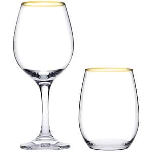 Set pahare vin rosu PASABAHCE Amber, 4 piese, 460 ml, sticla + pahare apa, 4 piese, 570 ml, sticla