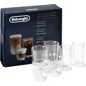 Set pahare DE LONGHI Mix Hot&Cold DLSC326, 6 piese, 0.27-0.48l, sticla, transparent
