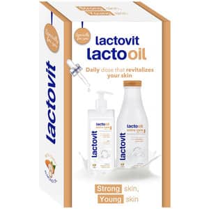 Set cadou LACTOVIT Lactooil: Gel de dus, 600ml + Crema de corp, 400ml