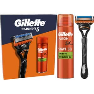 Set ingrijire ten GILLETTE Fusion5: Aparat de ras + Gel de ras Fusion Ultra Sensitive, 200ml