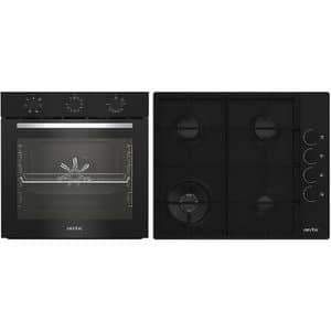 Set cuptor incorporabil ARCTIC ARSE11130BD, Electric, Autocuratare Aqua Drop Clean, 72 l, Clasa A + Plita incorporabila, Gaz, 4 arzatoare, Wok, negru