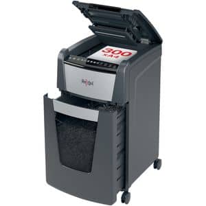 Distrugator documente automat REXEL OPTIMUM 300X, 300 coli, 60l, Cross-cut, negru-gri