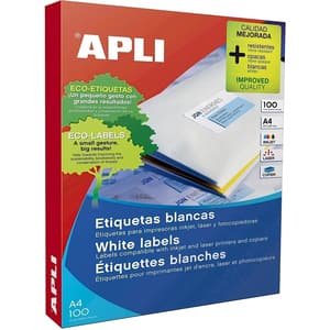 Etichete autoadezive APLI, A4, 105 x 35 mm, 1600 bucati, 100 coli/top