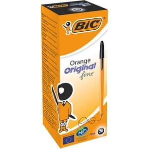 Set 20 pixuri fara mecanism BIC Orange Fine, 0.8 mm, negru