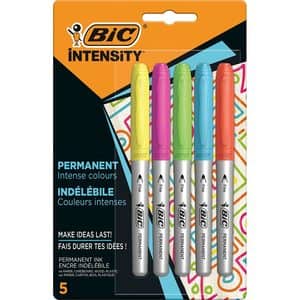Set markere BIC Intense BL, 5 bucati, multicolor
