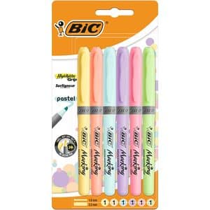 Set markere BIC Brite Liner Grip Pastel BL, 6 bucati, multicolor