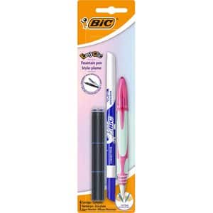 Set stilou + 6 rezerve BIC Easy Clic, 0.32 mm, diverse culori