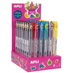 Set 48 pixuri cu gel APLI Sweet World, 1 mm, aroma de fructe, diverse culori