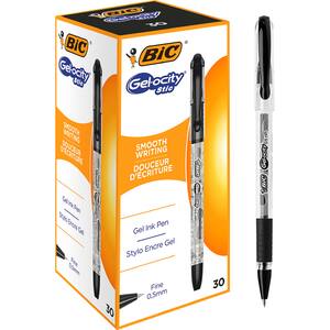 Set 30 rollere cu gel BIC Gelocity Stic, 0.5 mm, negru