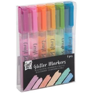 Set markere cu sclipici CRAFT Sensations, 6 bucati, multicolor