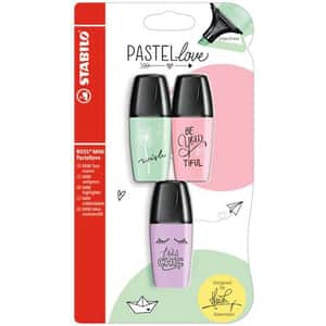 Set marker STABILO Boss Mini Pastel Love, 2-5 mm, verde