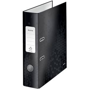 Biblioraft LEITZ 180 WOW, carton laminat, A4, 80 mm, negru