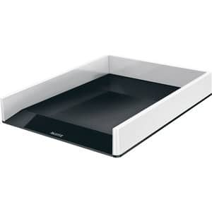 Tavita documente LEITZ WOW SL611095, polistiren, alb-negru
