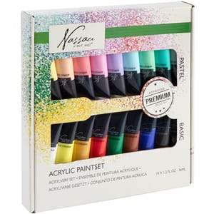 Set acrilice NASSAU Fine Art, 36 ml, 18 culori