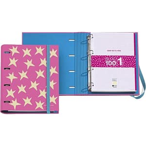 Caiet mecanic MIQUELRIUS MQ014888, A4, 100 file, 4 inele, roz + refill