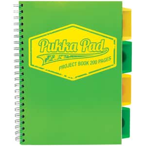 Caiet pentru scoala PUKKA PADS Project Book Neon, Matematica, B5, 100 file, legatura spirala, verde-galben