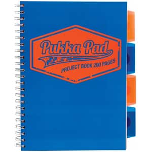 Caiet pentru scoala PUKKA PADS Project Book Neon, Matematica, B5, 100 file, legatura spirala, albastru-portocaliu