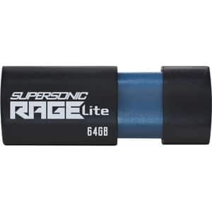 Memorie USB PATRIOT Supersonic Rage Lite, 64GB, USB 3.2 Gen 1, negru
