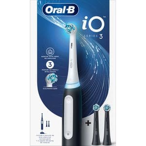 Periuta de dinti electrica ORAL-B IO3, 8800 miscari/min, Curatare 3D, 3 programe, 2 capete extra, negru