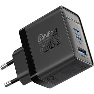 Incarcator retea PROMATE PowerPort-45, USB-C, GaN Fast Charging, Power Delivery (PD) 45W, negru
