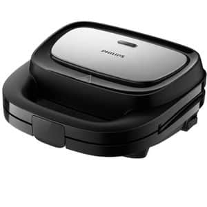 Sandwich maker PHILIPS Seria 3000 HD2350/80, 750W, 3 placi detasabile, negru-argintiu