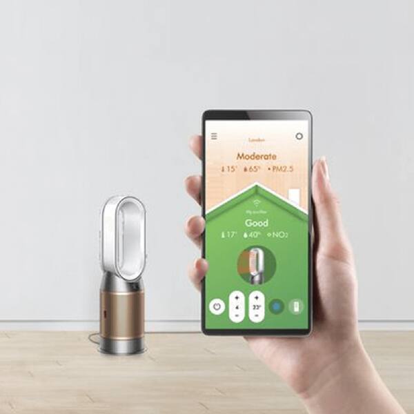 Purificator aer DYSON HP09 Pure Hot+Cool Formaldehyde, 10 trepte viteza, Wi-Fi, Hepa, Telecomanda, alb/auriu