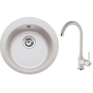 Pachet chiuveta FRANKE ROG 610, 1 cuva, granit + Baterie Pola, alb
