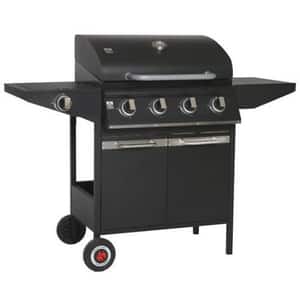 Gratar pe gaz LANDMANN Grillchef, otel, 65 x 40 cm, 4 + 1 arzatoare, 2 role, negru