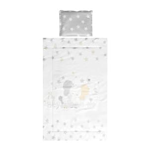 Set lenjerie pat LORELLI Smile - Elephant Stars 20801154701, 10 buc, 120x60 cm, gri-alb 